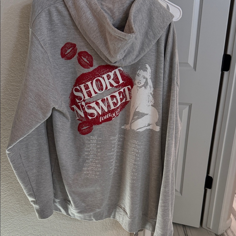 Short N' Sweet concert hoodie- Women's Gray